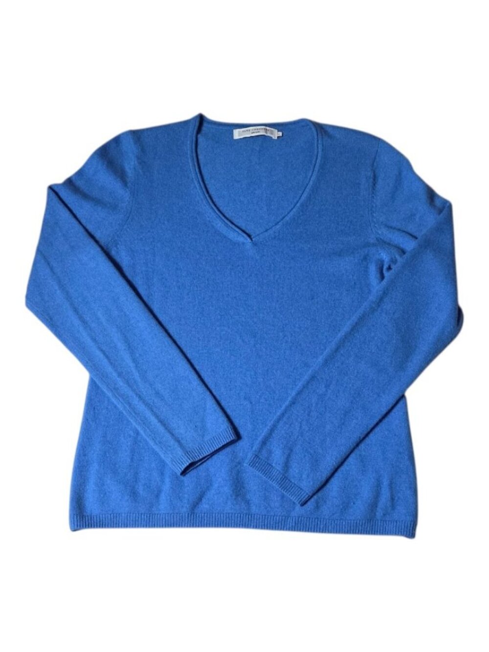 John Lewis 100%Cashmere V-Neck Sweater Women's Blue Size 14 / Medium Luxury Knit